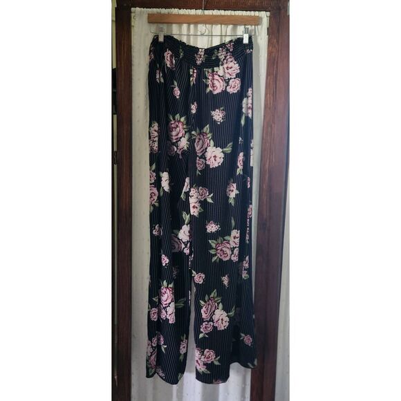 K1  Meek black/pink floral palazzo pants - Picture 1 of 10